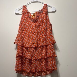 Tory Burch Tank Top in Vibrant Orange Floral